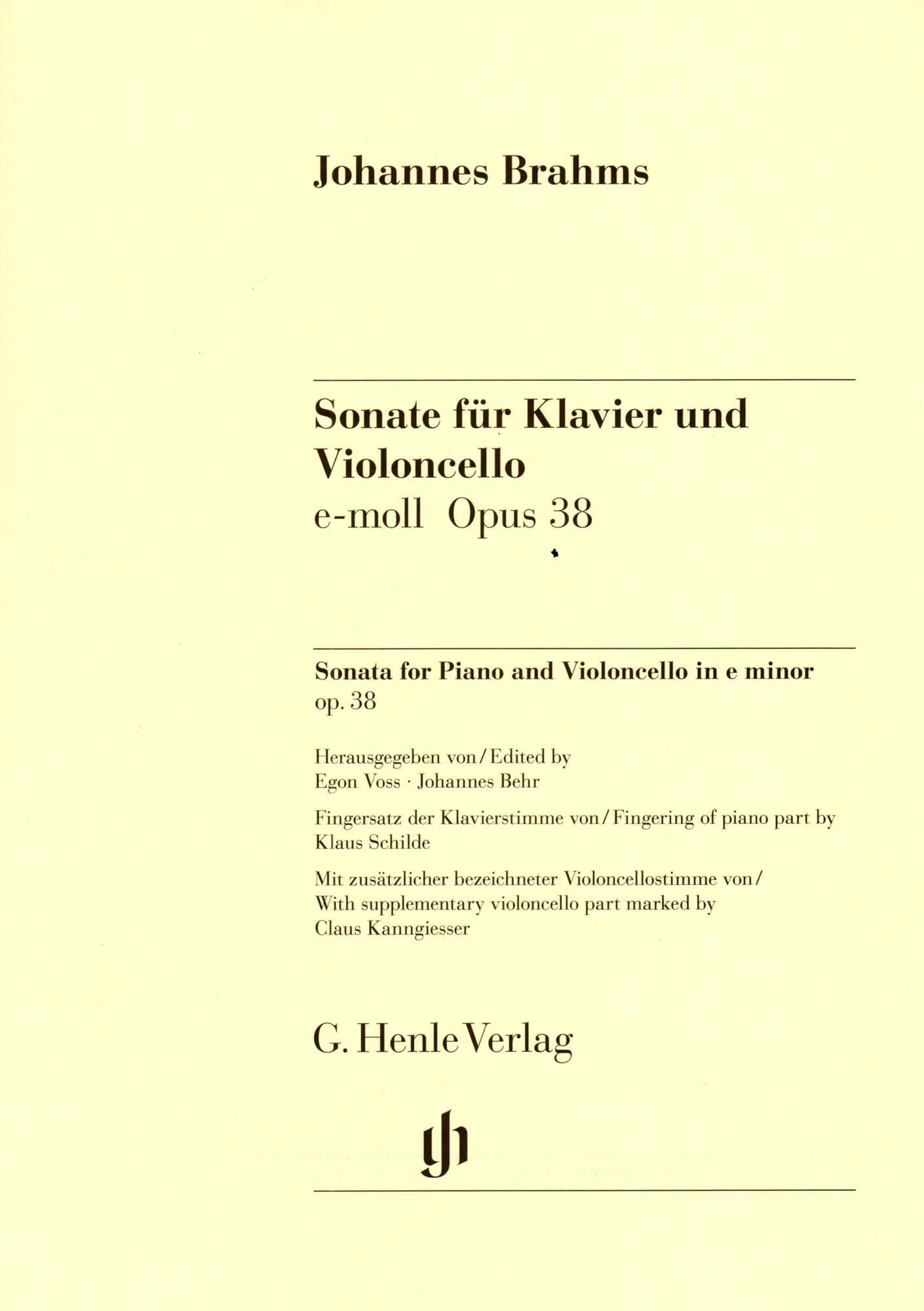 Brahms, Johannes - Sonata No 1 in e minor Op 38 for Cello and Piano - Henle Verlag URTEXT Edition - Image 2
