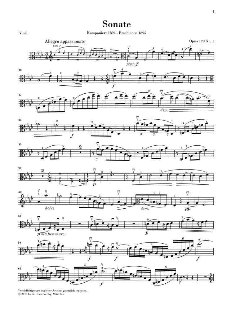 Brahms, Johannes - Sonatas Nos 1 and 2, Op 120 - for Viola and Piano - Henle Verlag URTEXT Edition - Image 3
