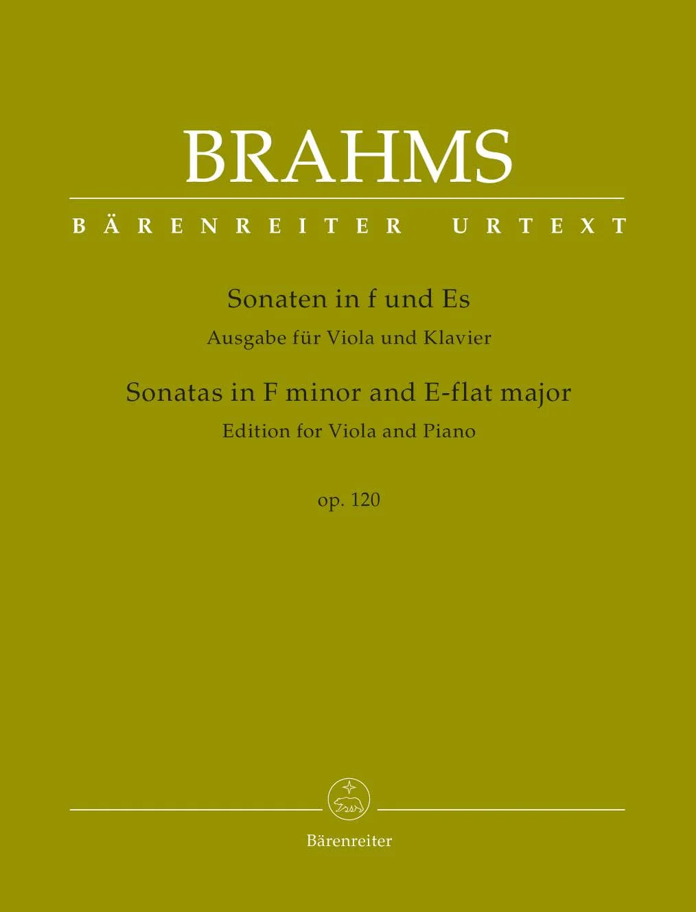 Brahms, Johannes - Sonatas in F Minor and E-flat Major, Op 120 - for Viola and Piano - edited by Clive Brown and Neal Peres Da Costa - Barenreiter URTEXT