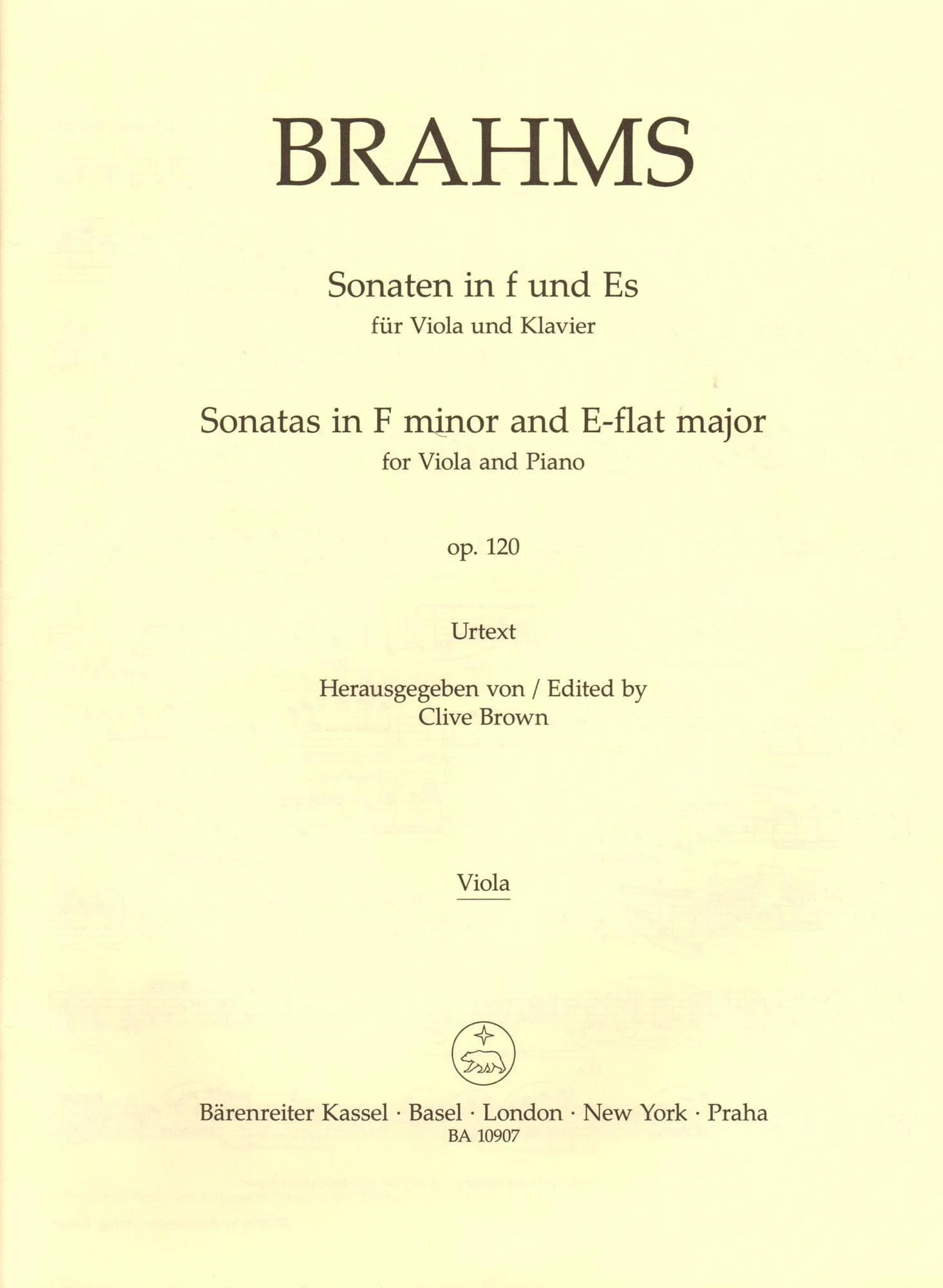 Brahms, Johannes - Sonatas in F Minor and E-flat Major, Op 120 - for Viola and Piano - edited by Clive Brown and Neal Peres Da Costa - Barenreiter URTEXT - Image 9