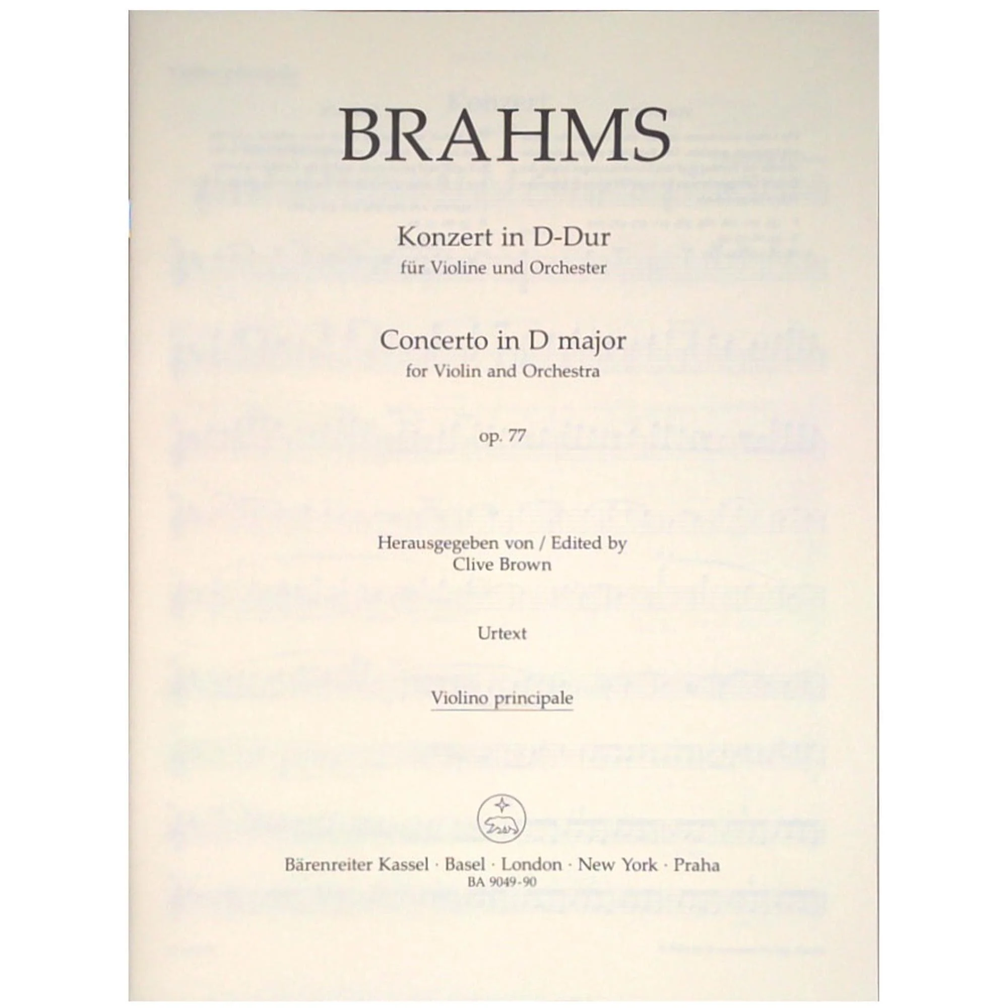 Brahms, Johannes - Violin Concerto D Major - Score and Parts for Violin and Orchestra - Arranged by Joachim - Barenreiter URTEXT Edition - Image 4