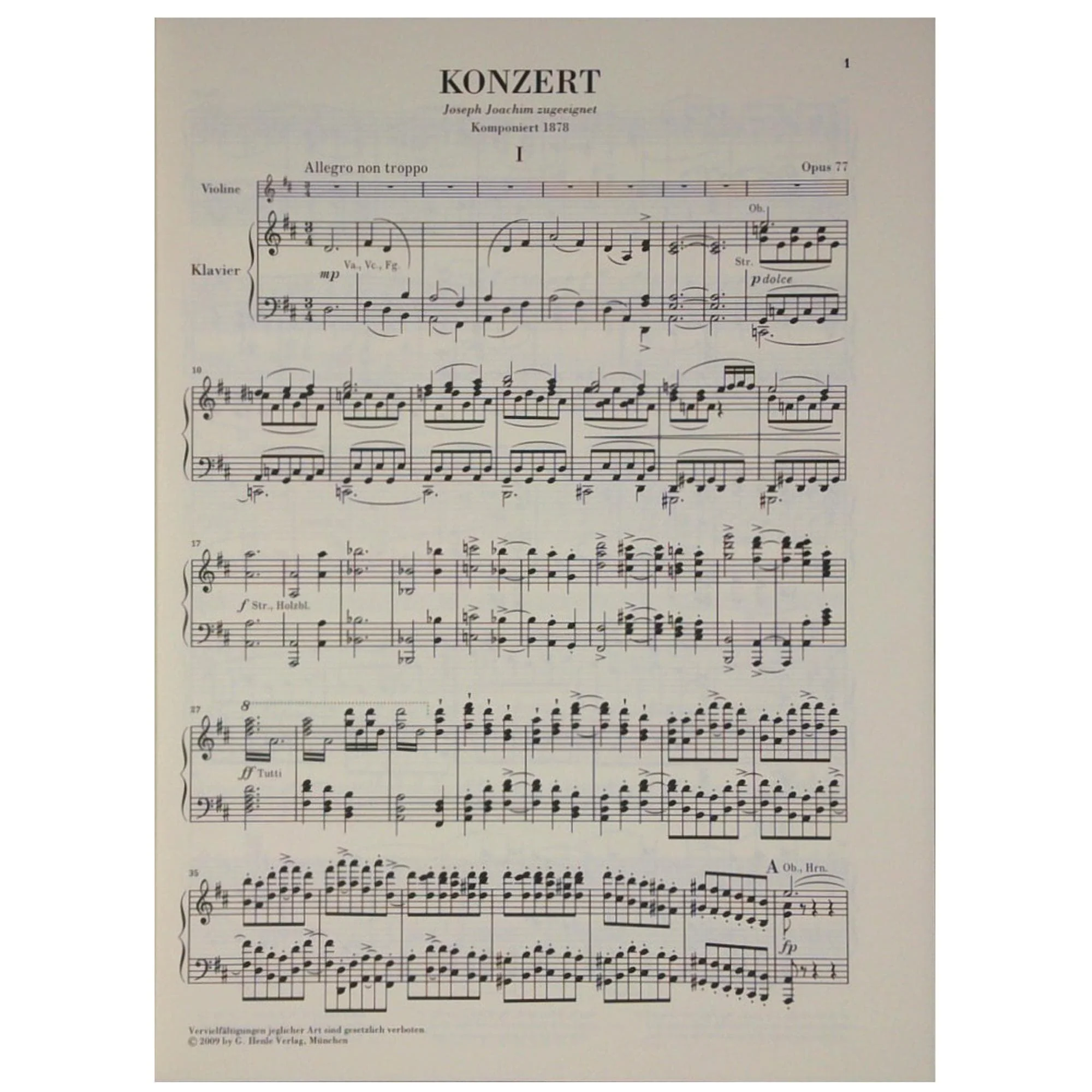 Brahms, Johannes - Violin Concerto in D Major Opus 77 - Violin and Piano - arranged by Frank Peter Zimmerman - G Henle Verlag - Image 2