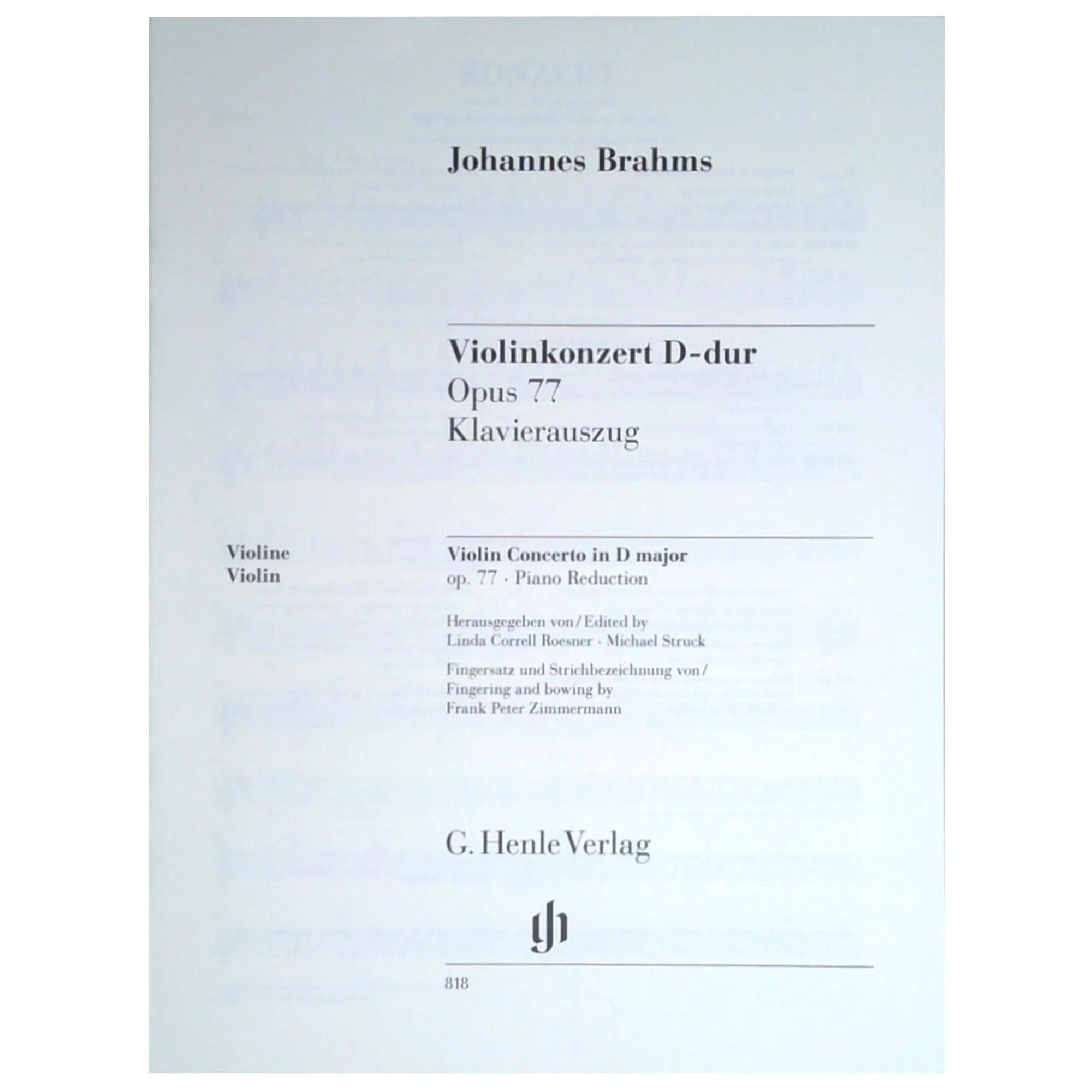 Brahms, Johannes - Violin Concerto in D Major Opus 77 - Violin and Piano - arranged by Frank Peter Zimmerman - G Henle Verlag - Image 4