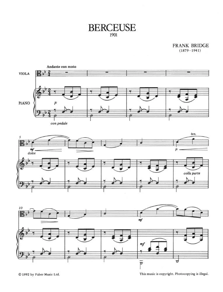 Bridge, Frank - 4 Pieces H 8 - 47 - 26 -96 for Viola and Piano - Faber Music Publication - Image 2