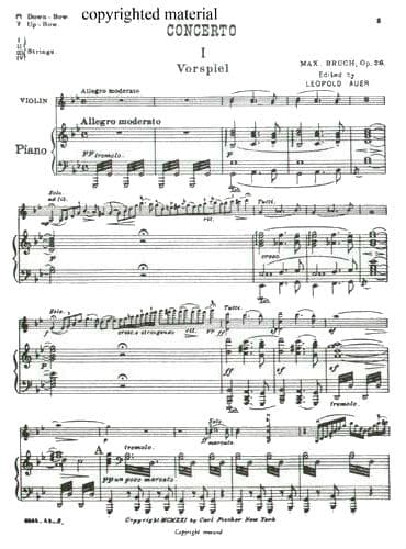 Bruch, Max - Concerto No 1 in G Minor for Violin and Piano, Op 26 - for Violin and Piano - arranged by Leopold Auer - Carl Fischer Edition - Image 2