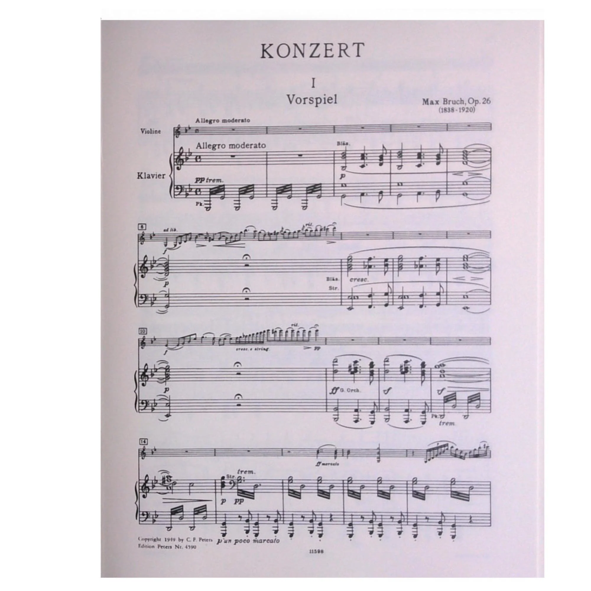 Bruch, Max - Concerto No 1 in G Minor, Op 26 - for Violin and Piano - arranged by Joseph Joachim - Peters - Image 3