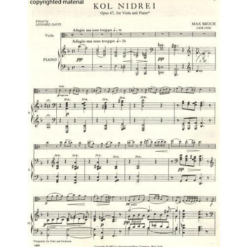 Bruch, Max - Kol Nidre Op 47 for Viola and Piano - Arranged by Davis - International Edition - Image 2