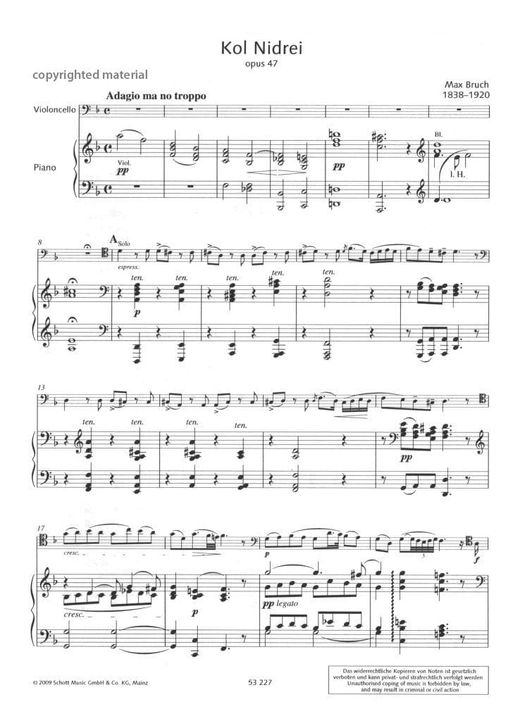 Kol Nidrei, Op 47 - Bruch, Max - Cello and Piano - edited by Kliegel - Schott - Image 3