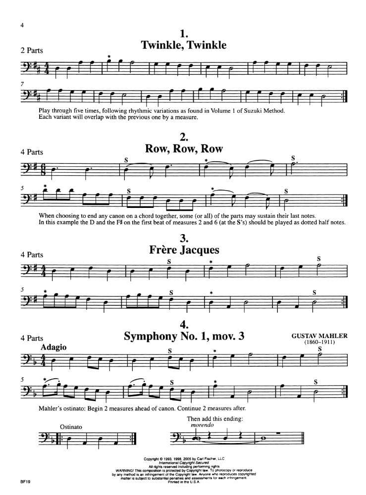 Canons for Any Combination of Stringed Instruments - Cello - edited by Robert Currier - Carl Fischer Edition - Image 3