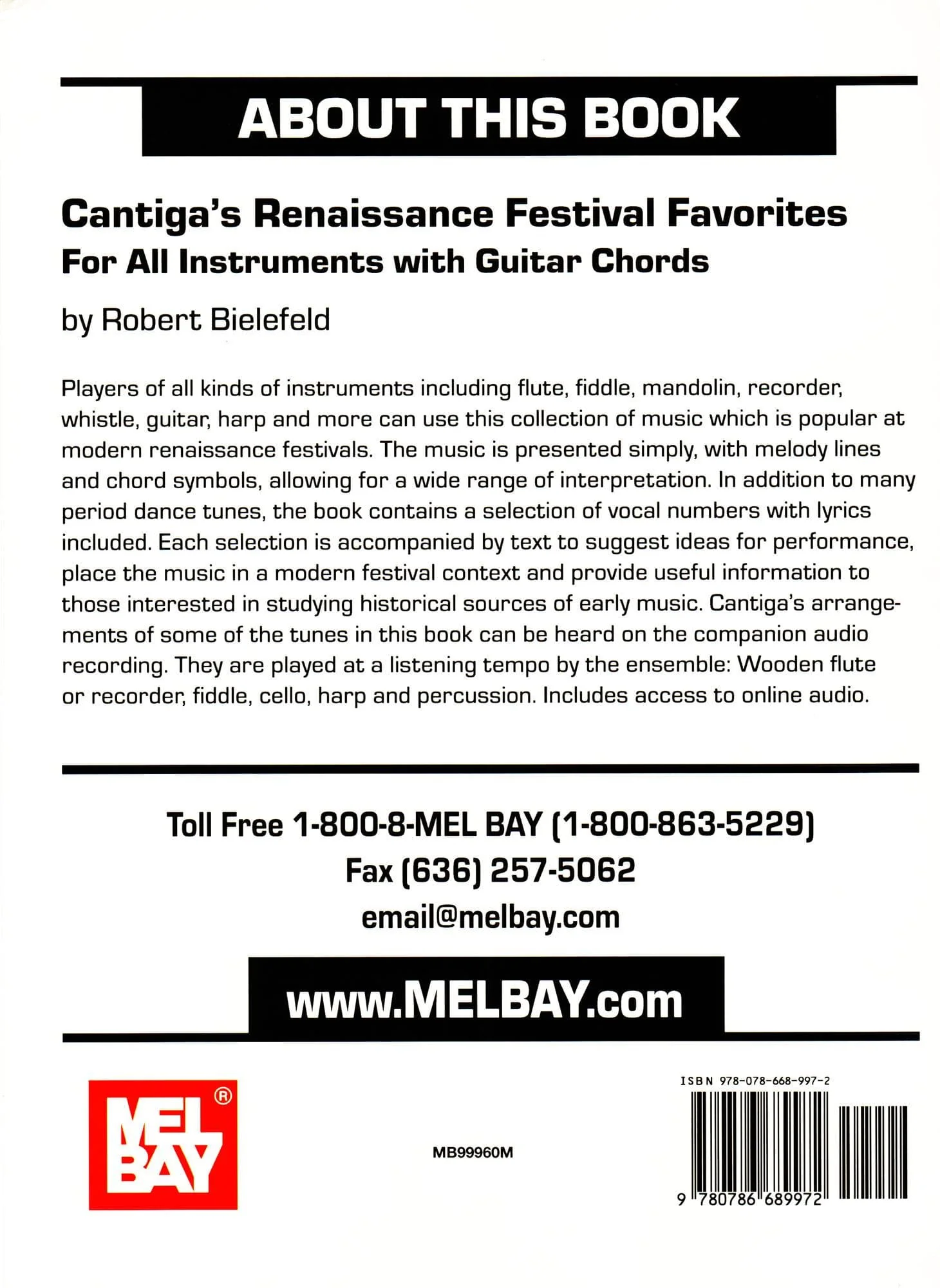 Bielefeld, Robert - Cantiga's Renaissance Festival Favorites for All Instruments - Treble Clef with Guitar Chords and Online Audio - Mel Bay Publication - Image 7