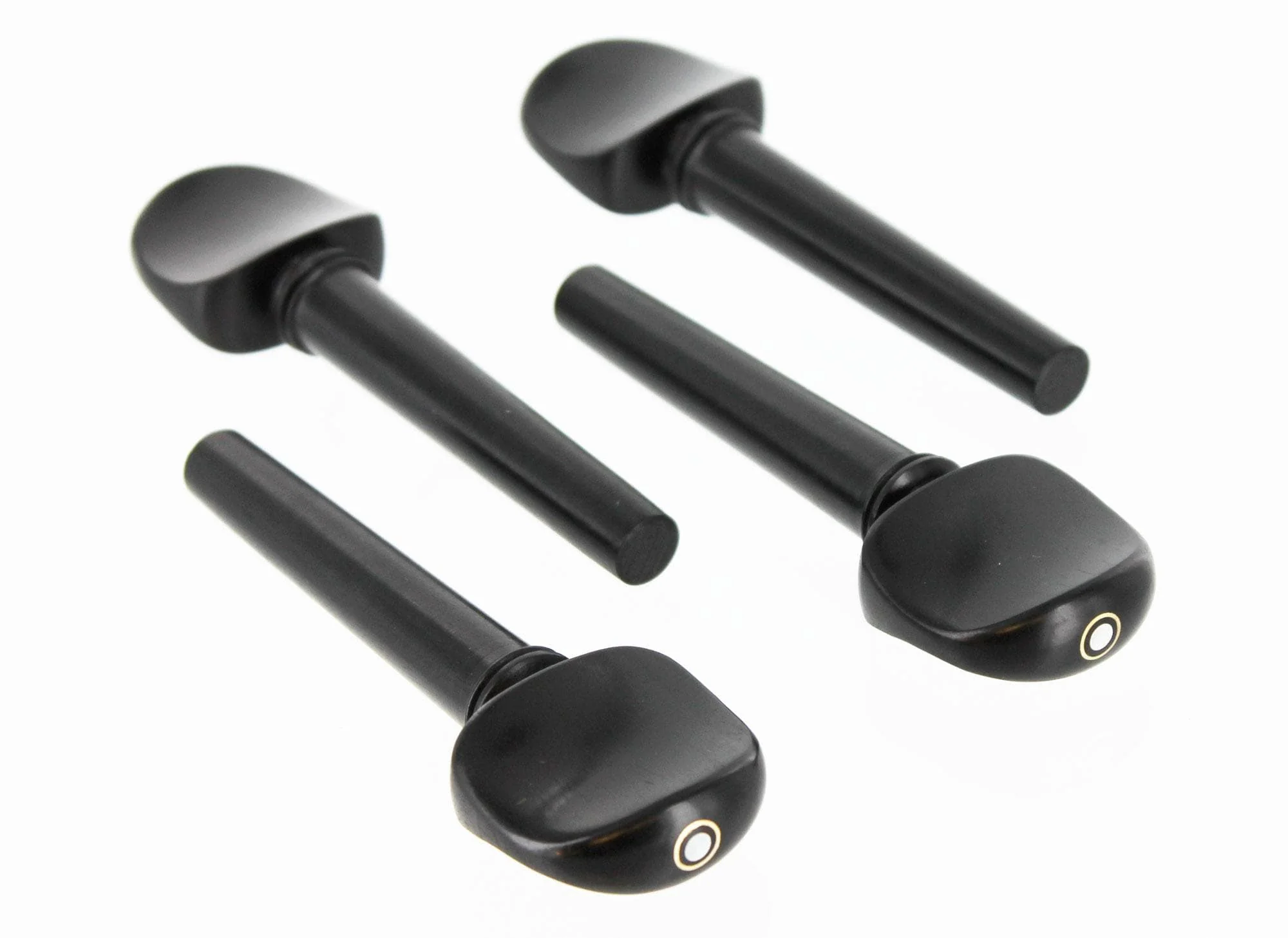 Set of Ebony Cello Pegs with Gold Ring and Pearl Inlay 4/4 Size