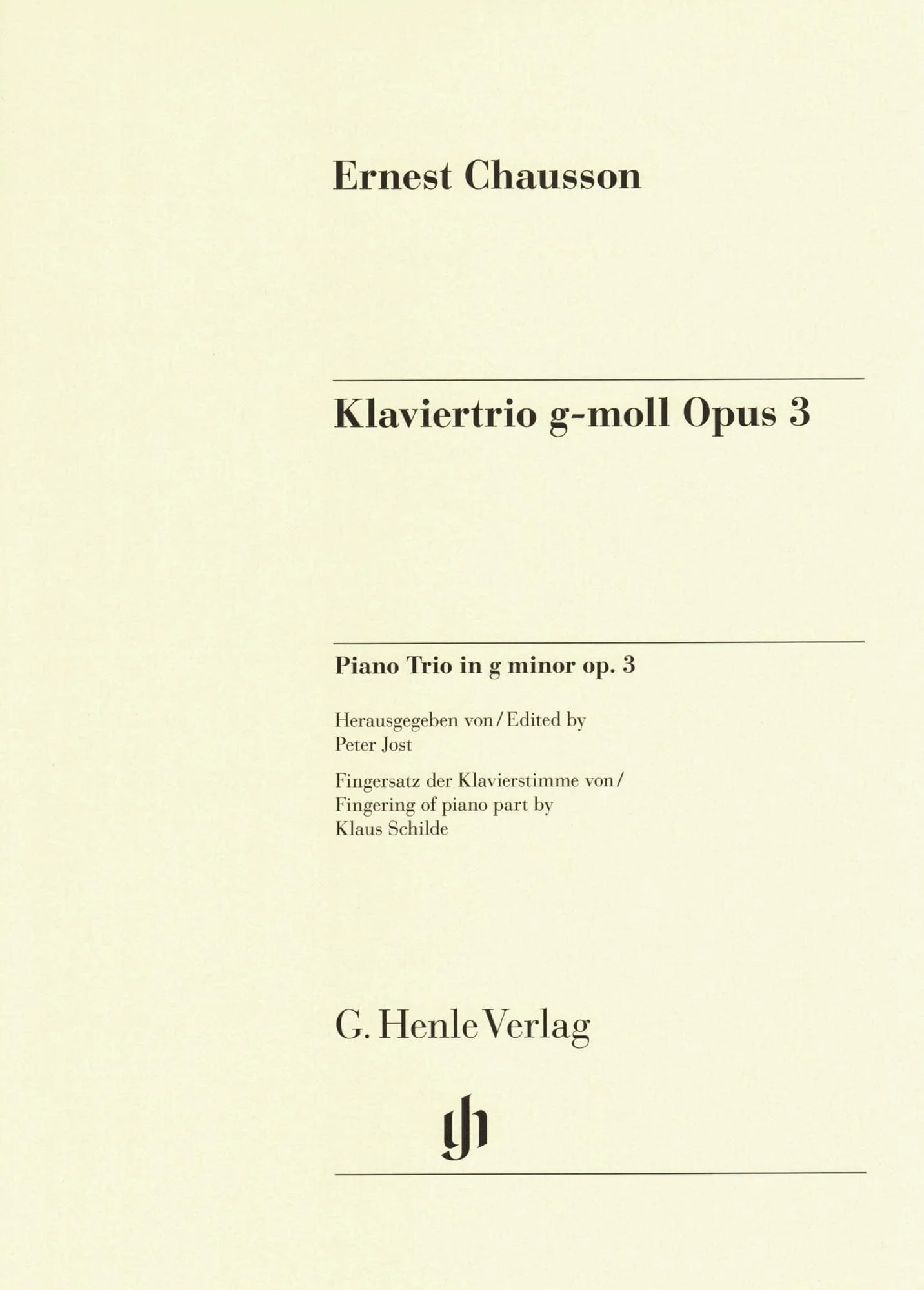 Chausson, Ernest - Piano Trio in G minor, Opus 3 - for Violin, Cello, and Piano - Edited by Peter Jost and Klaus Schilde - G Henle URTEXT - Image 2