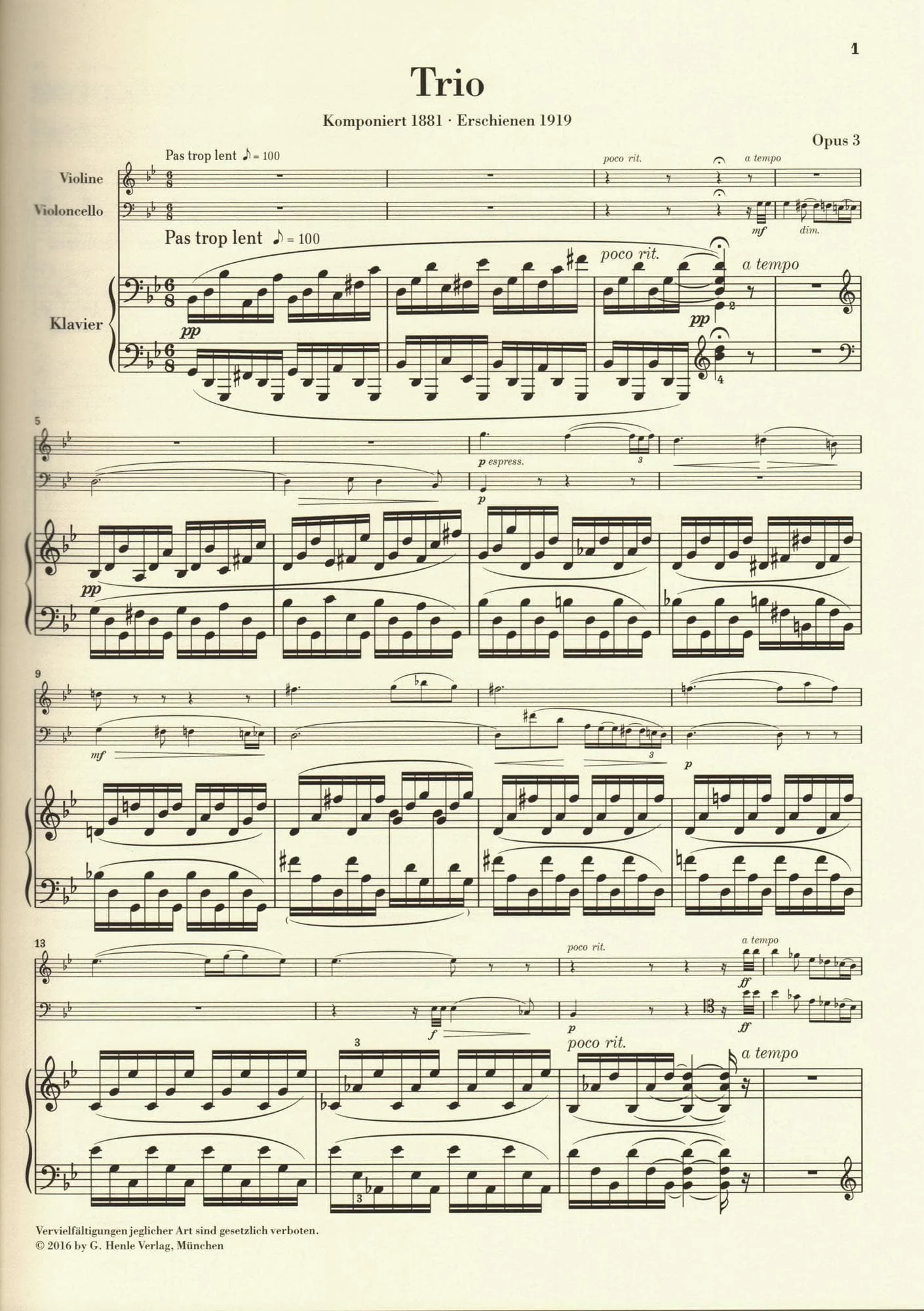 Chausson, Ernest - Piano Trio in G minor, Opus 3 - for Violin, Cello, and Piano - Edited by Peter Jost and Klaus Schilde - G Henle URTEXT - Image 6