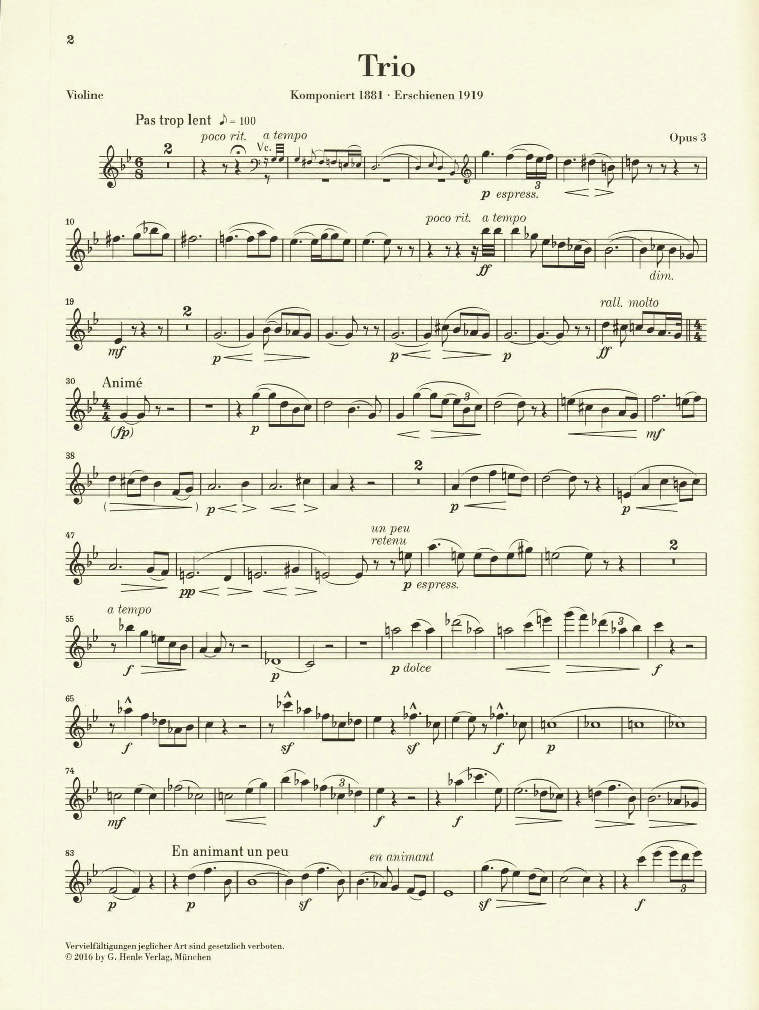 Chausson, Ernest - Piano Trio in G minor, Opus 3 - for Violin, Cello, and Piano - Edited by Peter Jost and Klaus Schilde - G Henle URTEXT - Image 8