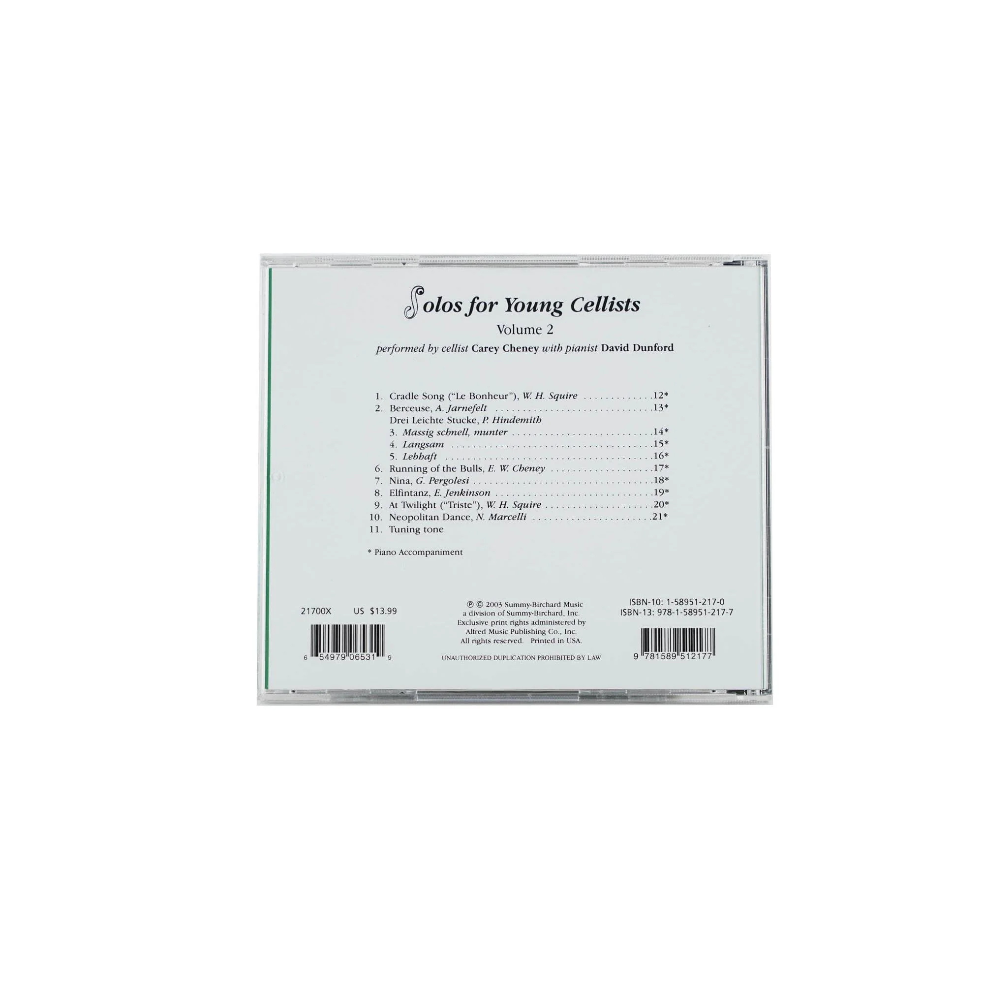Solos for Young Cellists: Volume 2 CD by Carey Cheney - Image 2