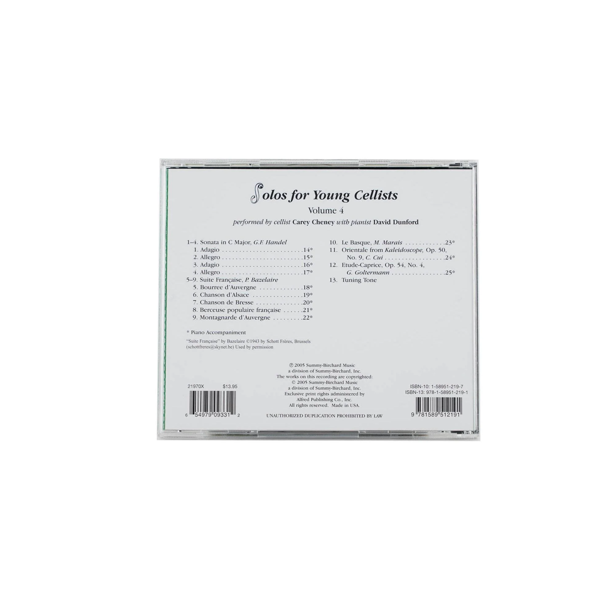Solos for Young Cellists: Volume 4 CD by Carey Cheney - Image 2