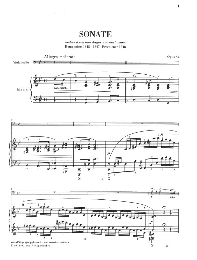 Cello Sonata in G Minor, Op 65 - Chopin, Frederic - Cello and Piano - edited by Kanngiesser - Henle - Image 2