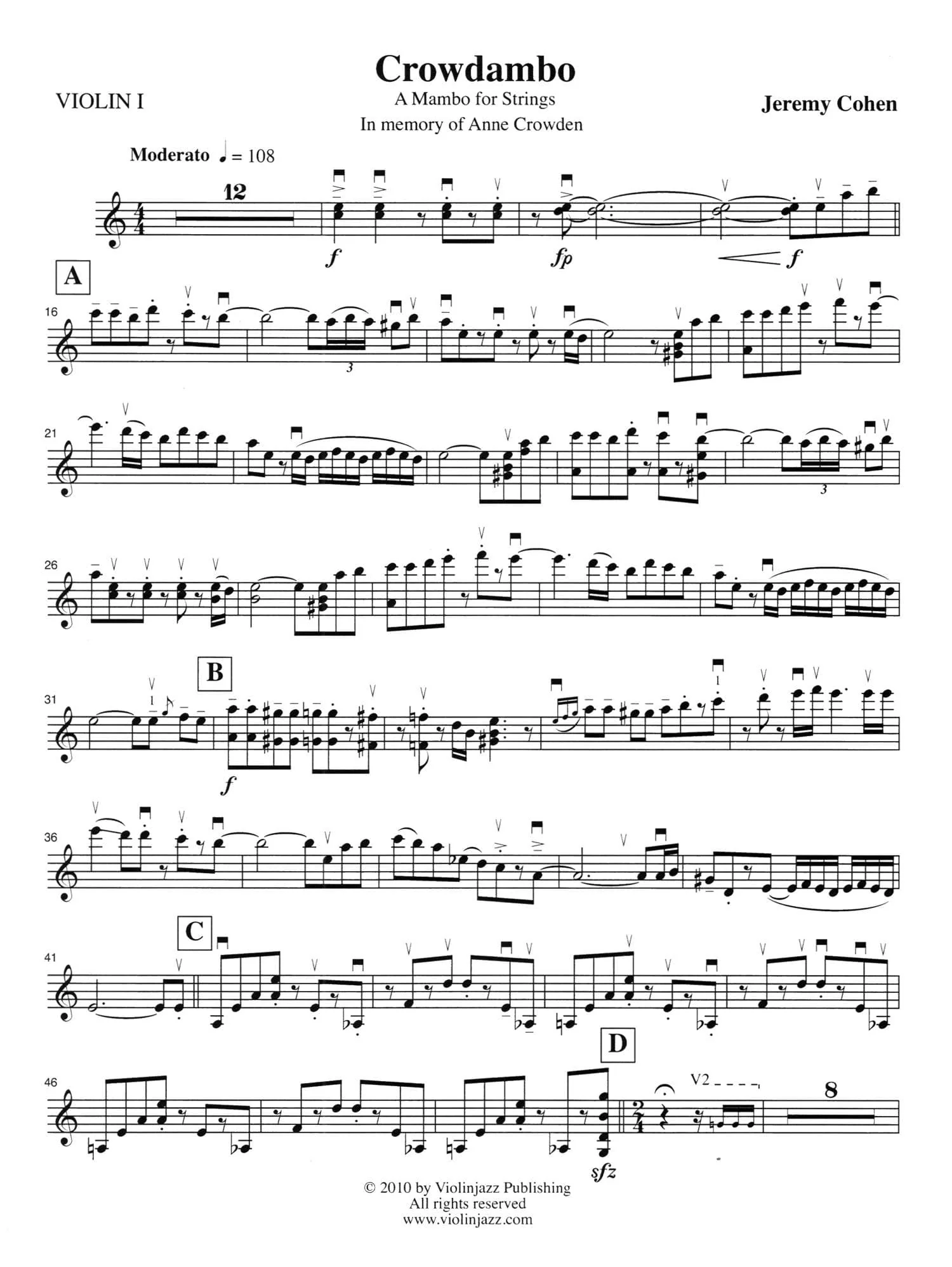 Cohen, Jeremy - 4 Latin Pieces Together - World Chamber Series - for String Quartet - Violinjazz Editions - Image 13