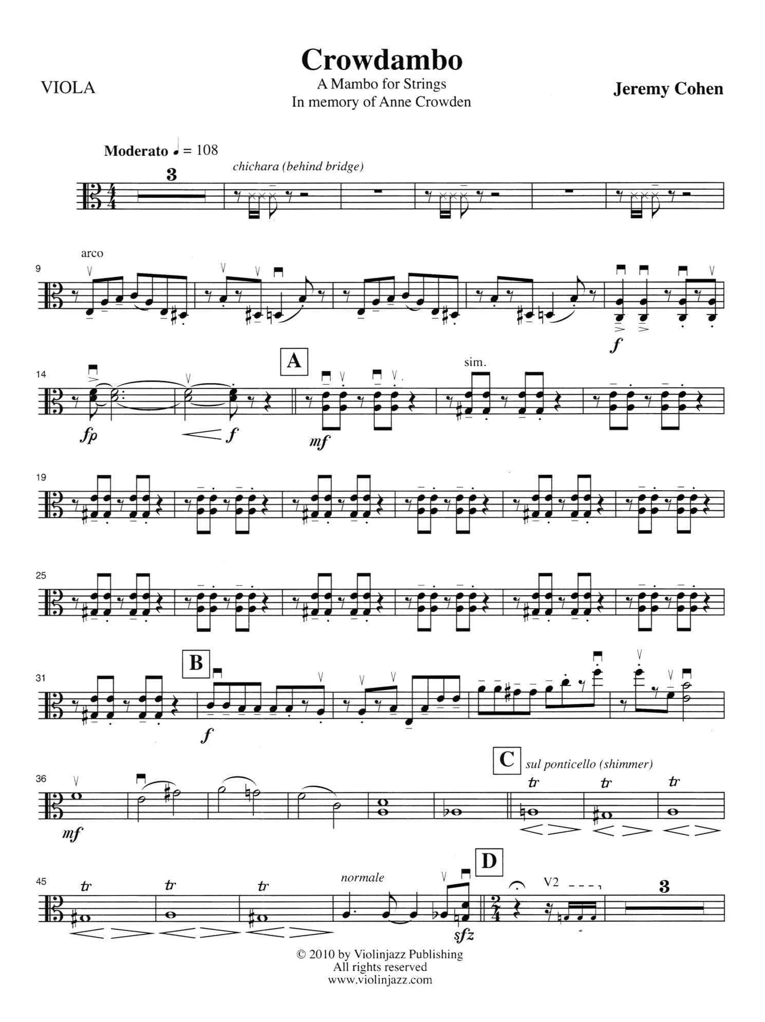 Cohen, Jeremy - 4 Latin Pieces Together - World Chamber Series - for String Quartet - Violinjazz Editions - Image 16