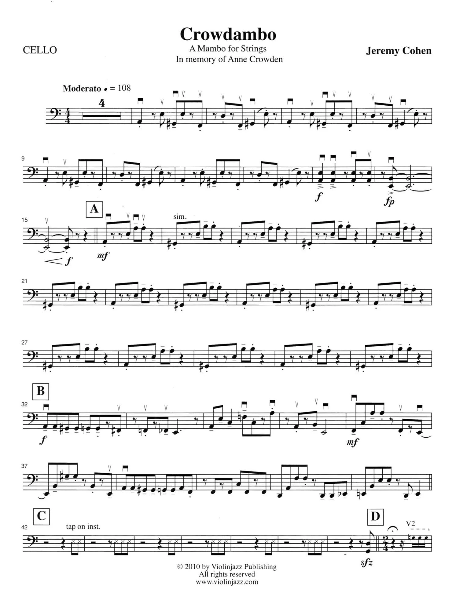 Cohen, Jeremy - 4 Latin Pieces Together - World Chamber Series - for String Quartet - Violinjazz Editions - Image 17