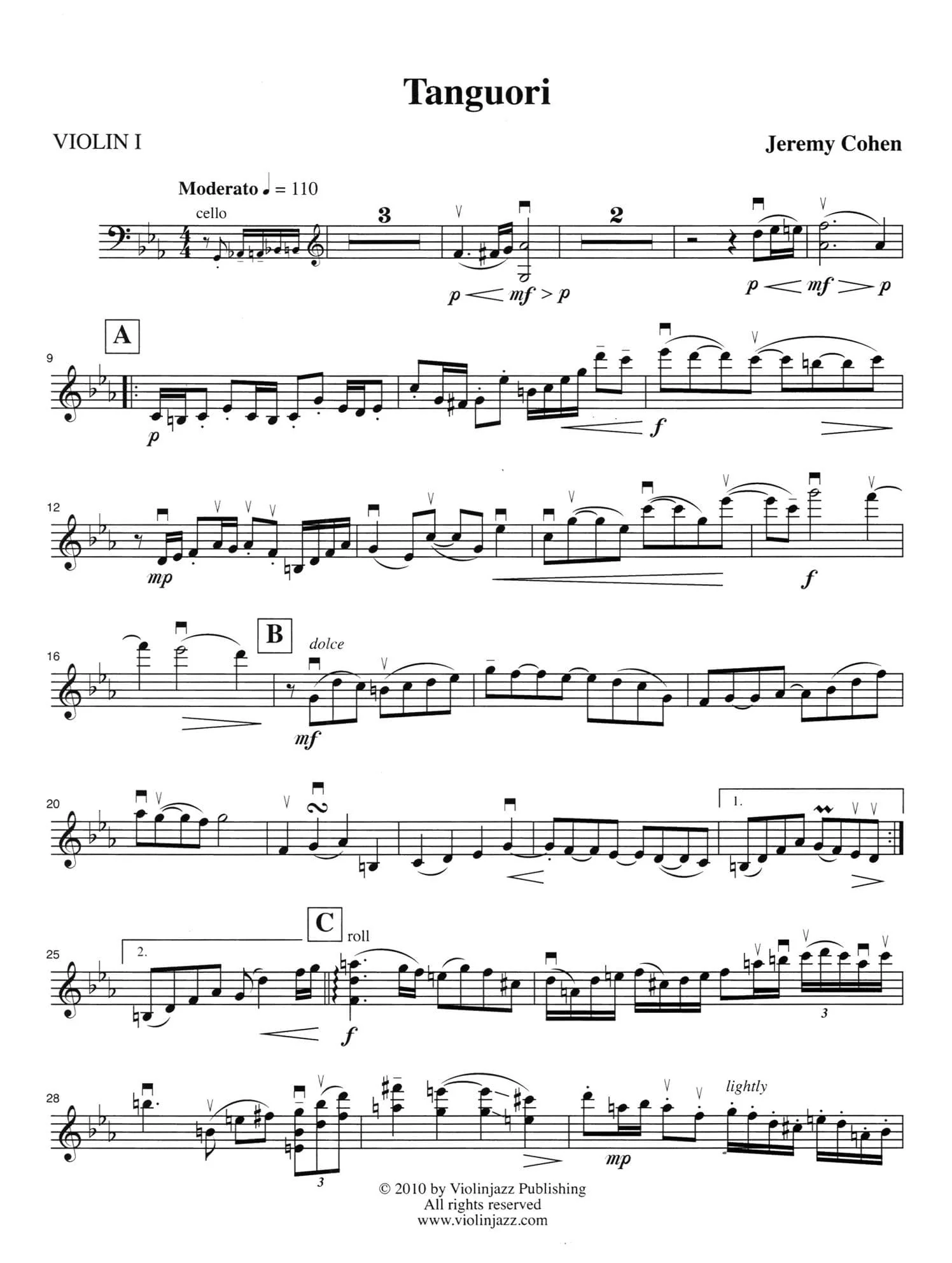 Cohen, Jeremy - 4 Latin Pieces Together - World Chamber Series - for String Quartet - Violinjazz Editions - Image 19