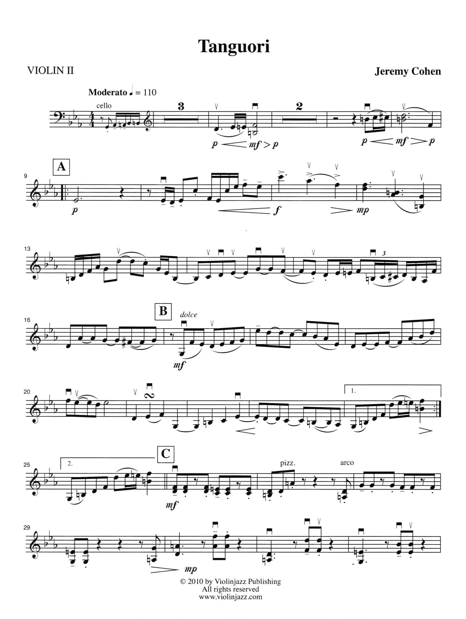 Cohen, Jeremy - 4 Latin Pieces Together - World Chamber Series - for String Quartet - Violinjazz Editions - Image 20