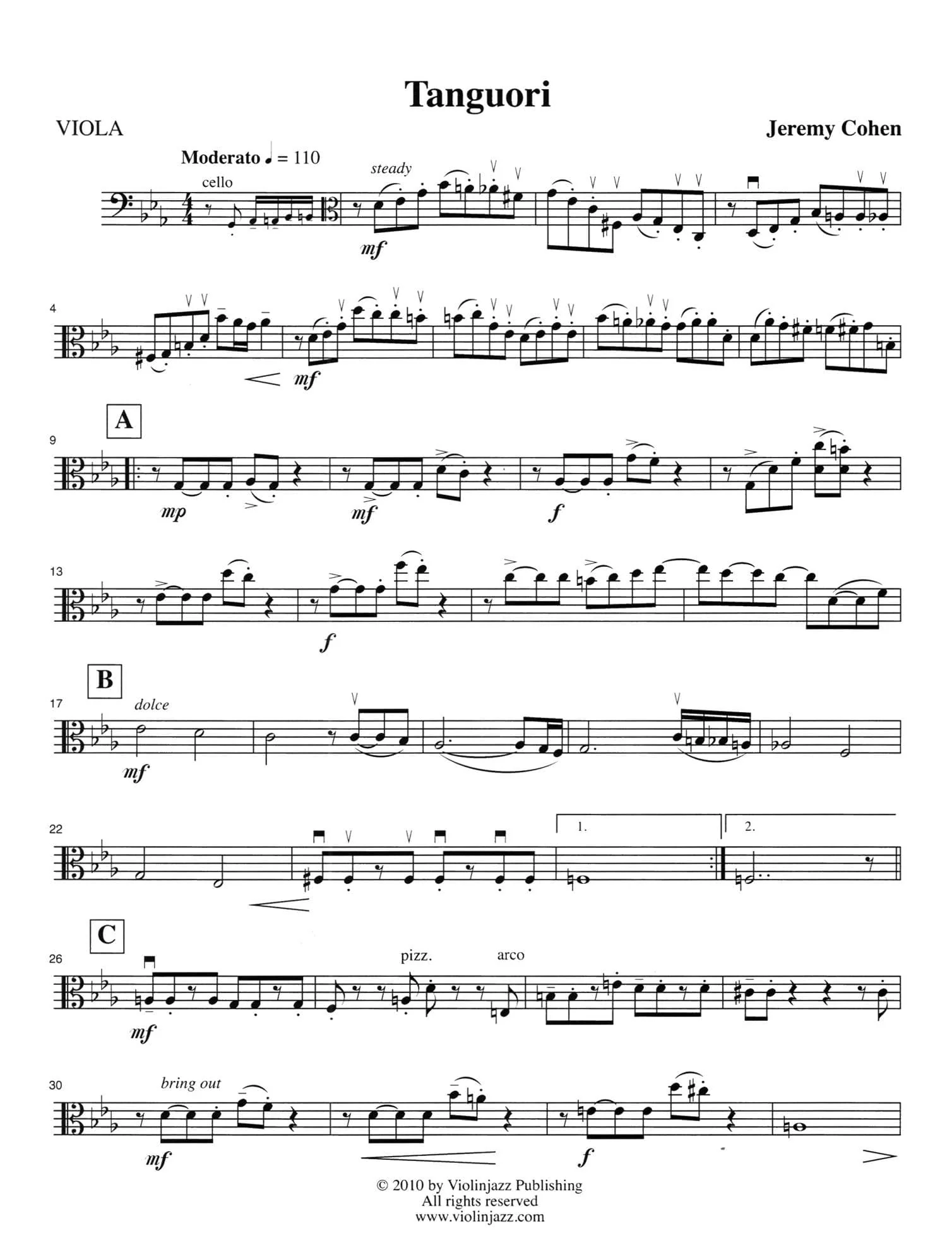 Cohen, Jeremy - 4 Latin Pieces Together - World Chamber Series - for String Quartet - Violinjazz Editions - Image 21