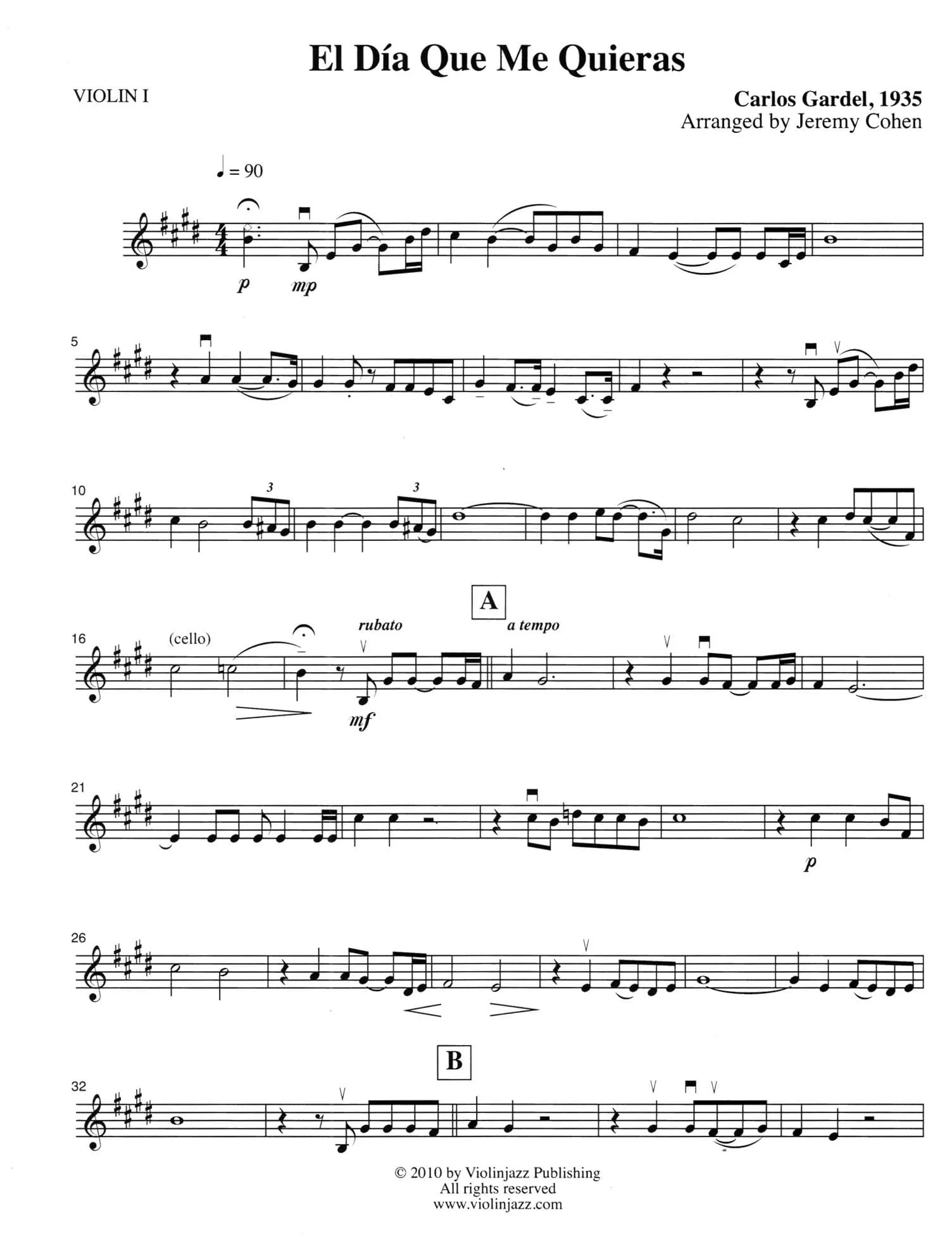 Cohen, Jeremy - 4 Latin Pieces Together - World Chamber Series - for String Quartet - Violinjazz Editions - Image 5