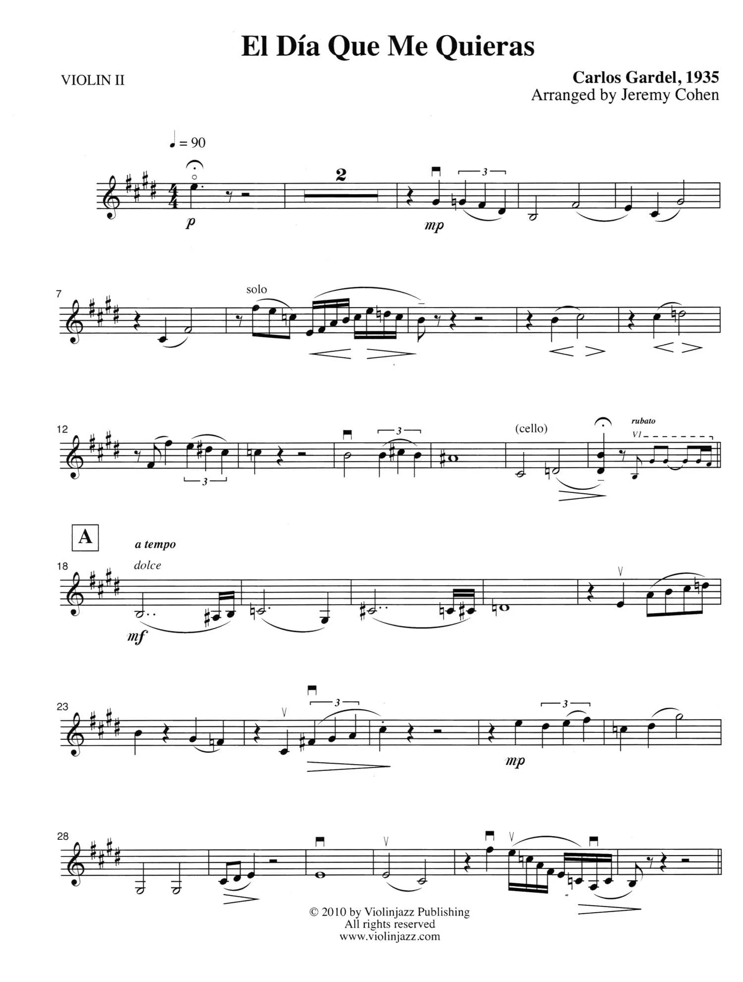 Cohen, Jeremy - 4 Latin Pieces Together - World Chamber Series - for String Quartet - Violinjazz Editions - Image 6