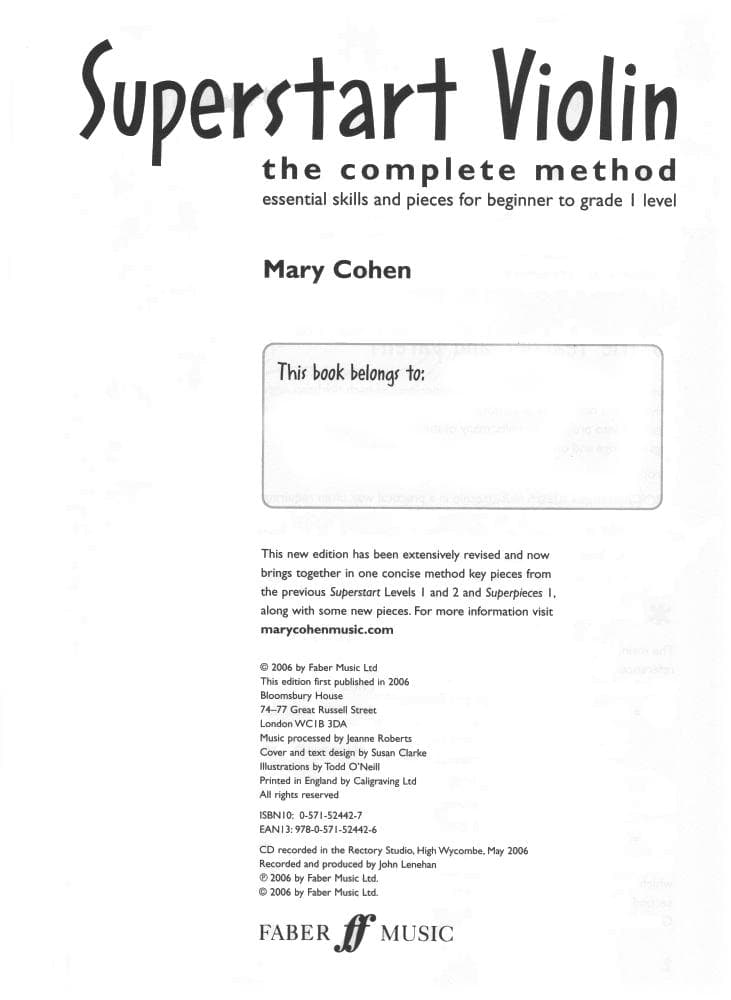 Cohen, Mary - Superstart Violin: The Complete Method - Violin Duet and Piano - Faber Publication - Image 2