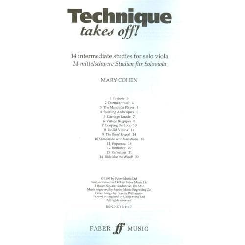 Cohen, Mary - Technique Takes Off for Viola - Faber Publication - Image 2