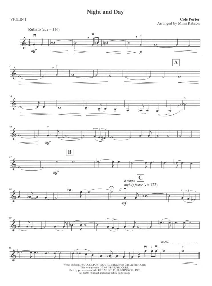 Cole Porter Songs for String Quartet: Night & Day and Anything Goes - Score and Parts - Arranged by Mimi Rabson - String Letter Publication - Image 2