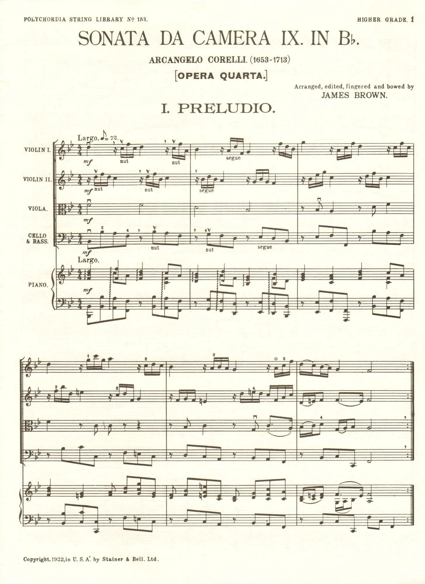 Corelli, Arcangelo - The Polychordia String Library: No. 153 - Sonata Da Camera, Nos. 9 and 10 - Piano Score ONLY - Galaxy Music - Image 2