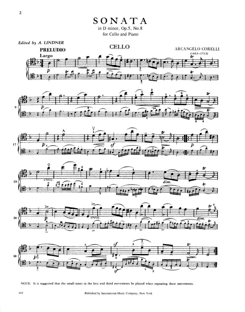 Corelli, Arcangelo - Sonata In D Minor Op 5 No 8 - International Edition - Image 2
