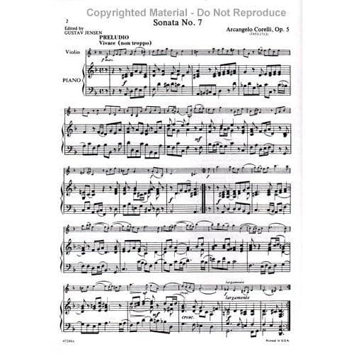 Corelli, Arcangelo - Twelve Sonatas, Op 5: Volume 2 (Nos 7-12) - Violin and Piano - edited by Gustav Jensen - G Schirmer Edition - Image 4