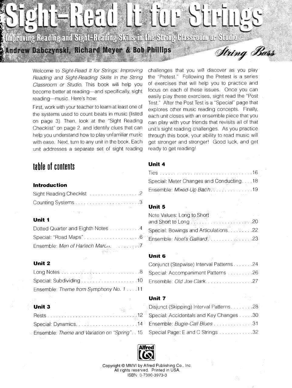Dabczynski / Meyer / Phillips - Sight Read It for Strings: Improving Reading and Sight-Reading Skills in the String Classroom or Studio for Double Bass - Alfred Publication - Image 2