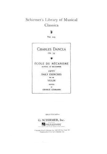 Dancla, Charles - School of Mechanism Op 74 for Violin - edited by G Lehmann - Schirmer Edition - Image 2