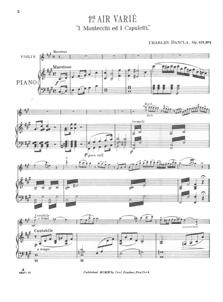 Dancla, Charles - 6 Airs Variés, Op 118 - Violin and Piano - Carl Fischer Edition - Image 3