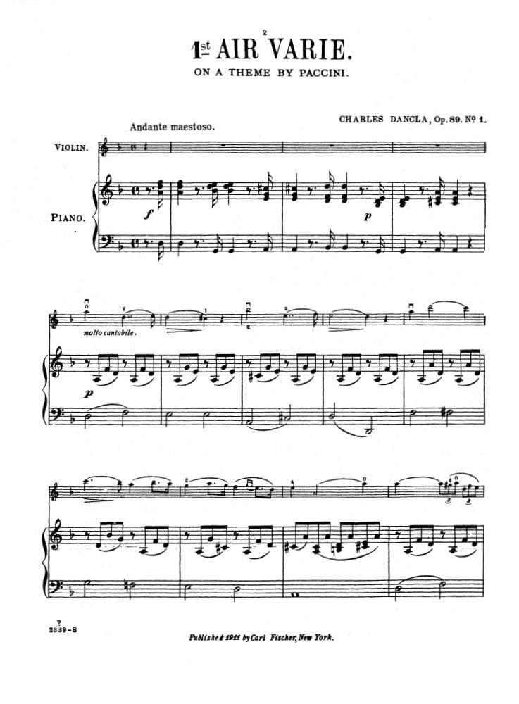 Dancla, Charles - 6 Airs Variés, Op 89 - Violin and Piano - Carl Fischer Edition - Image 3