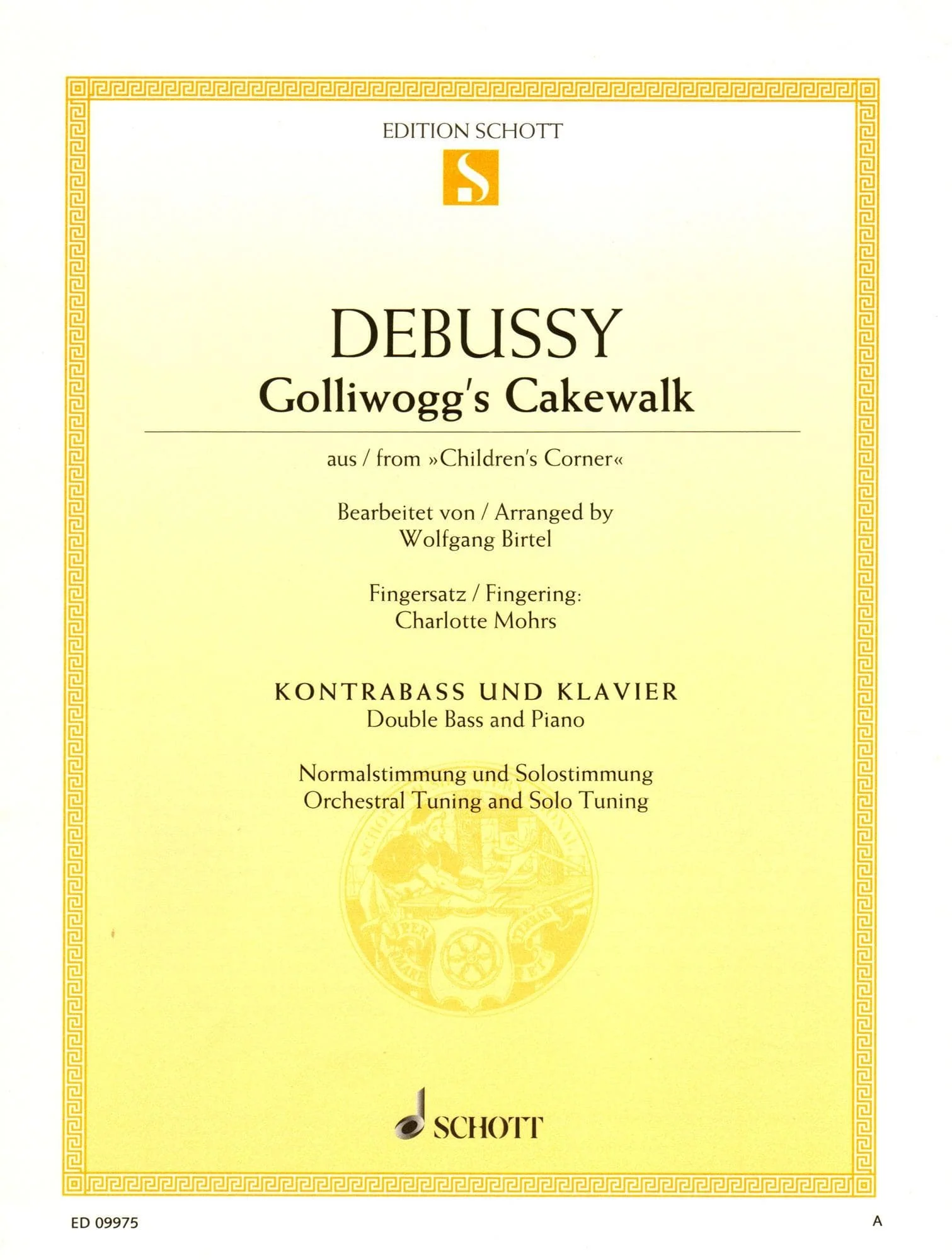 Debussy, Claude - Golliwogg's Cakewalk - Bass and Piano - Schott Edition