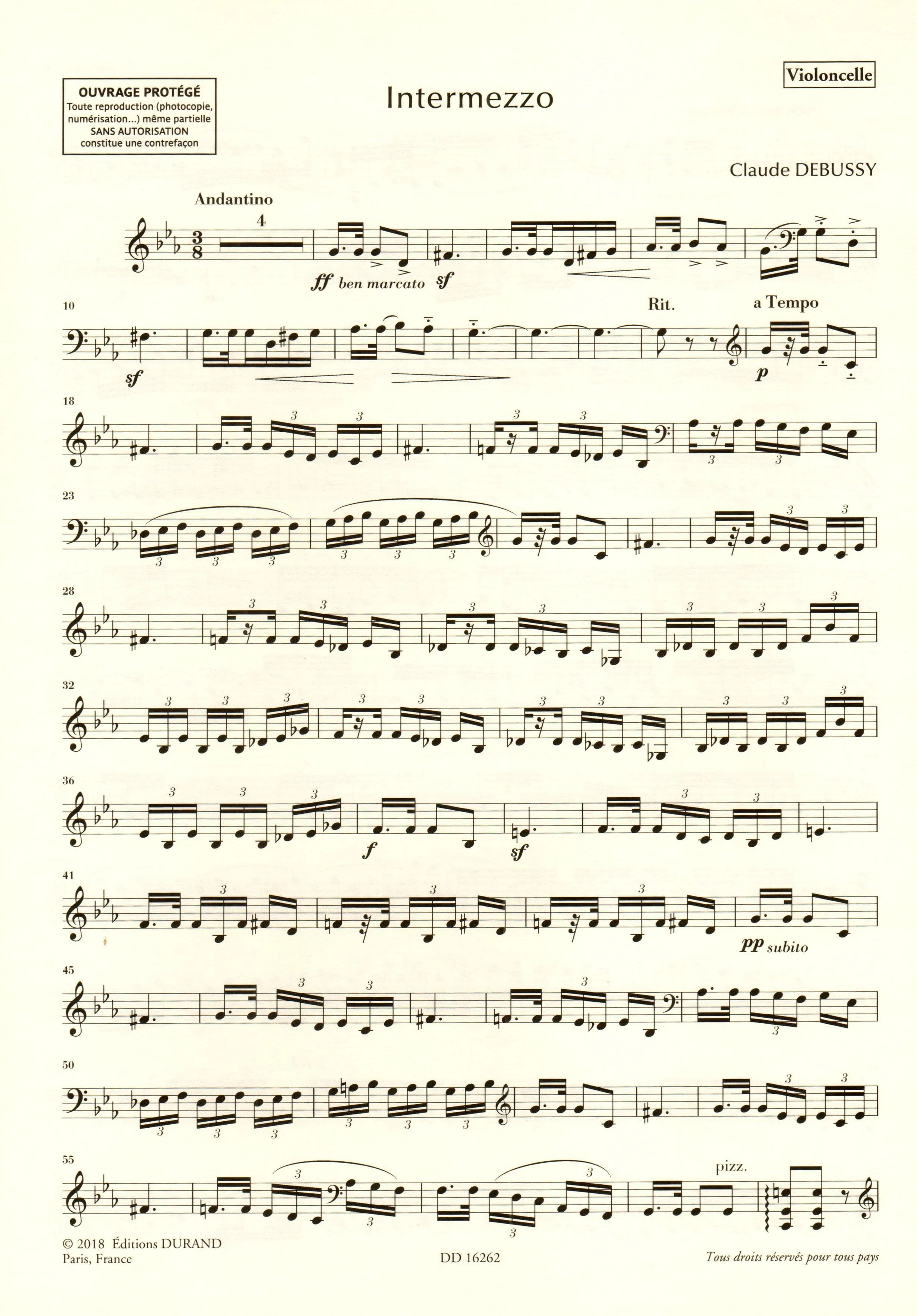 Debussy, Claude - Intermezzo for Cello and Piano - edited by Roy Howat - Durand Edition - Image 4