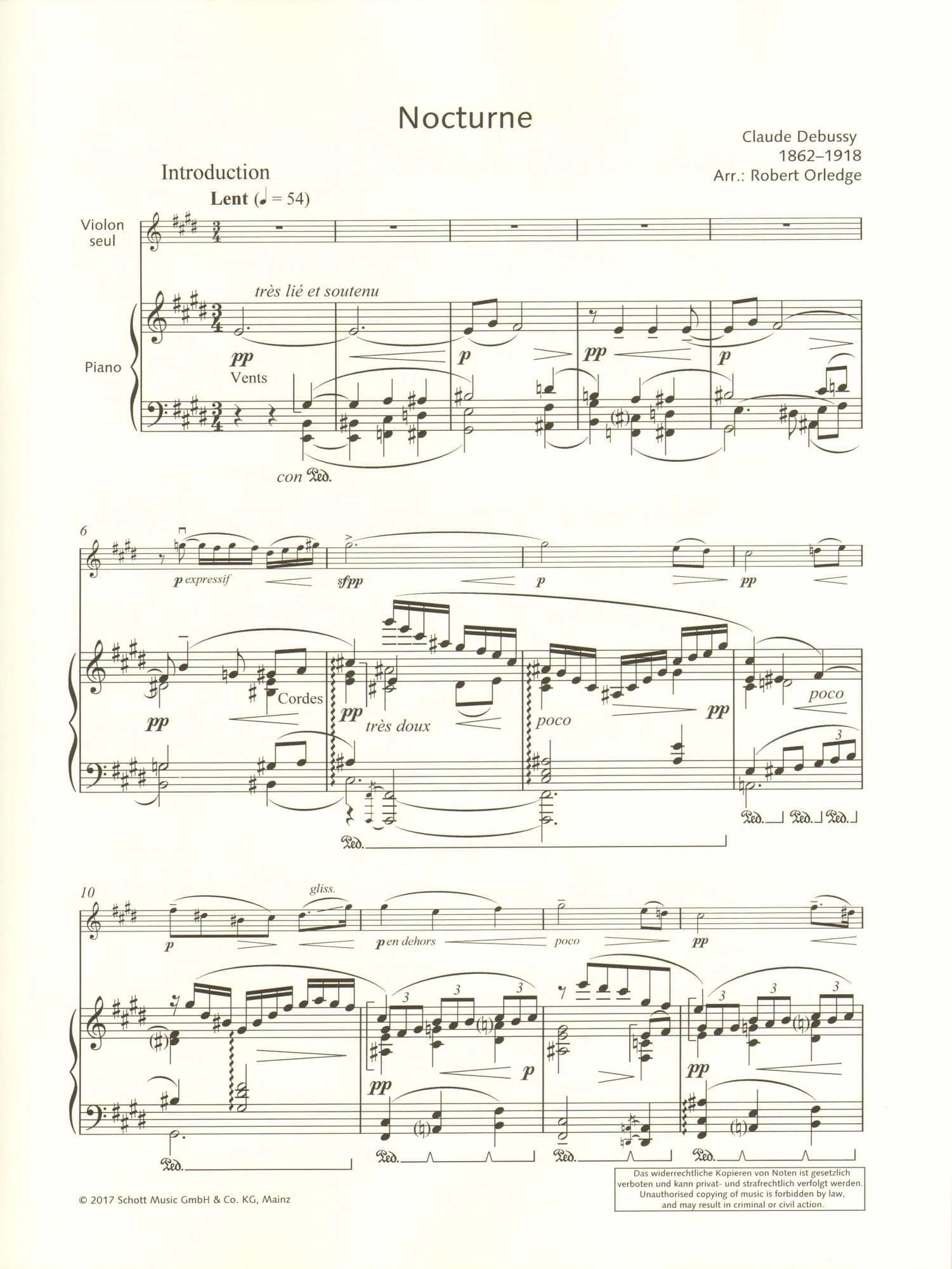 Debussy, Claude - Nocturne for Violin and Piano - Schott Edition - Image 3
