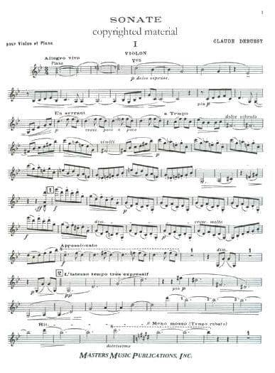 Debussy, Claude - Sonata in G Minor for Violin and Piano - Masters Music Publication - Image 2