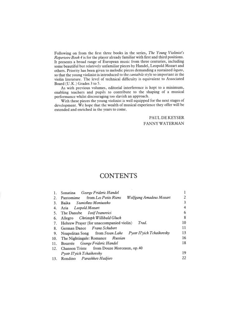 DeKeyser/Waterman -The Young Violinist's Repertoire Book 4 - Violin and Piano - Faber Music Edition - Image 2