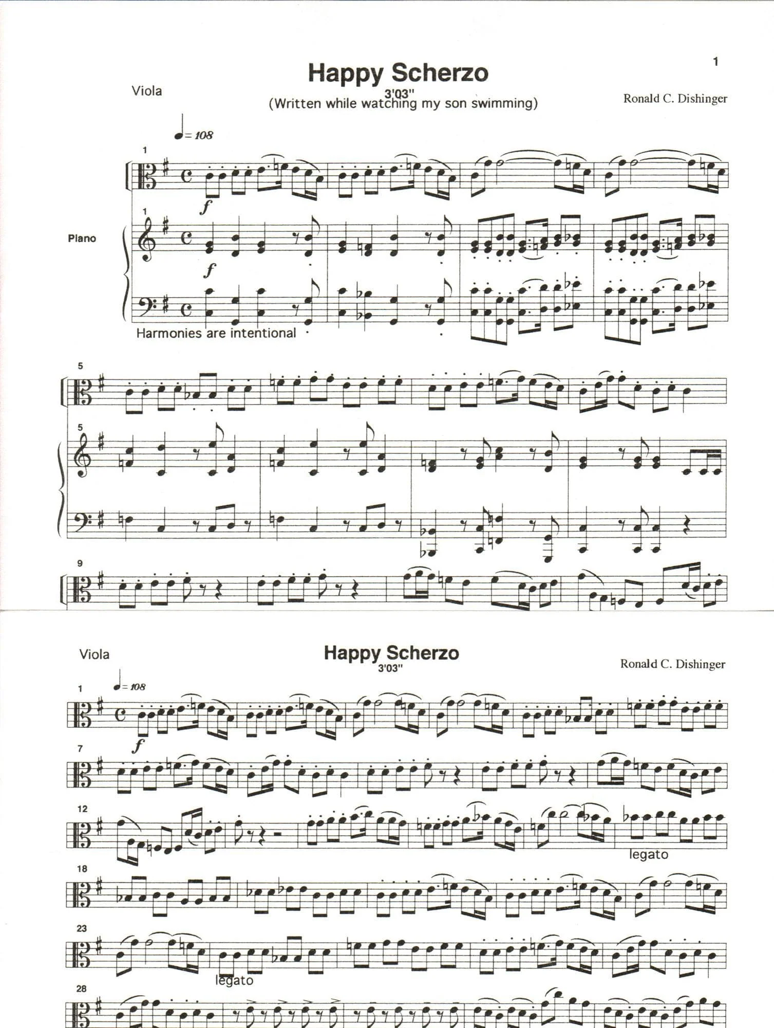 Dishinger, Ronald - Happy Scherzo - for Viola and Piano - Medici Music Press - Image 2