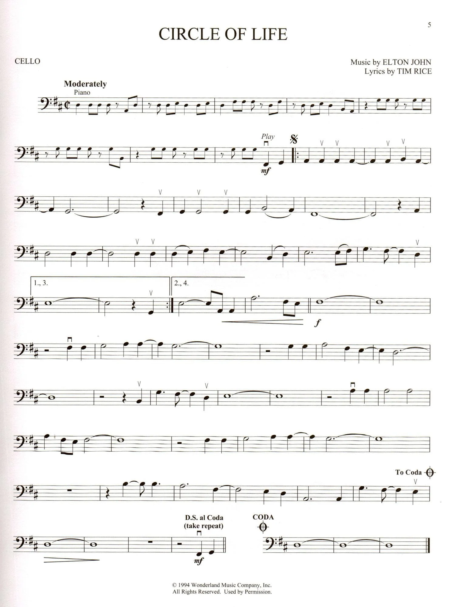 Disney's The Lion King - Instrumental Play-Along - for Cello with Online Audio - Hal Leonard - Image 2