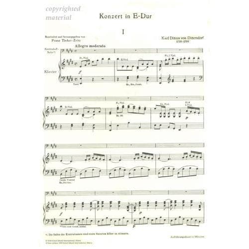 Dittersdorf, Carl Ditters von - Concerto In E Major, K 172 - Double Bass and Piano - edited by Franz Tischer-Zeitz - Schott Edition - Image 2