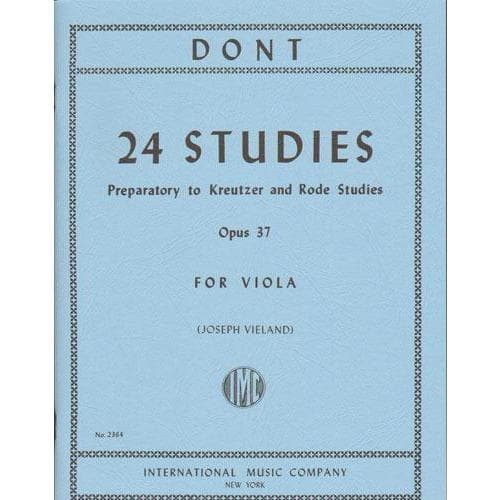 Dont, Jakob - 24 Studies, Op 37: Preparatory to Kreutzer and Rode Studies - Viola solo - edited by Joseph Vieland - International Edition