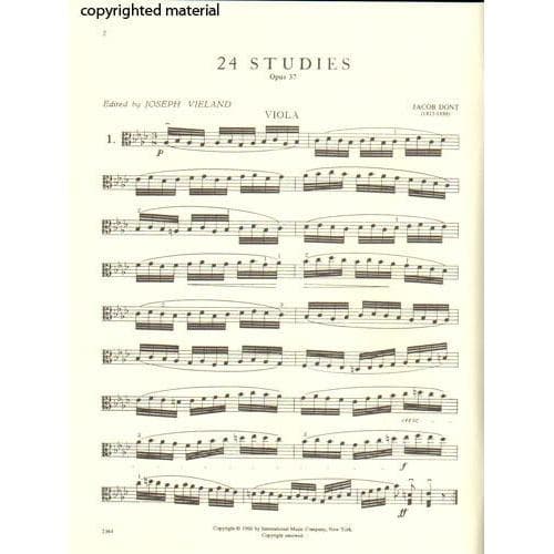 Dont, Jakob - 24 Studies, Op 37: Preparatory to Kreutzer and Rode Studies - Viola solo - edited by Joseph Vieland - International Edition - Image 2