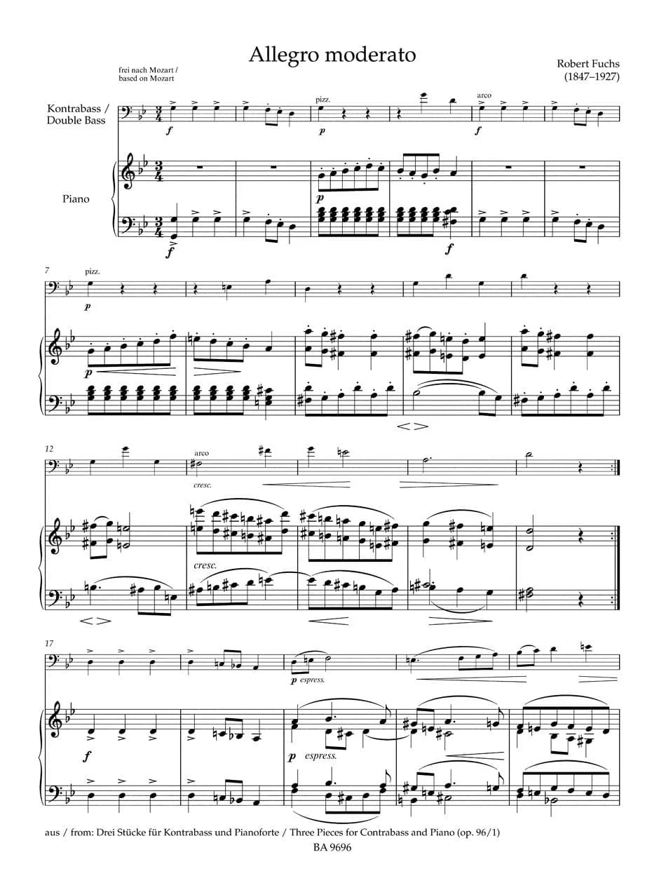 Double Bass Collection: Concert Pieces for Double Bass and Piano - edited by J Peter Close and Holger Sassmannshaus - Barenreiter - Image 3